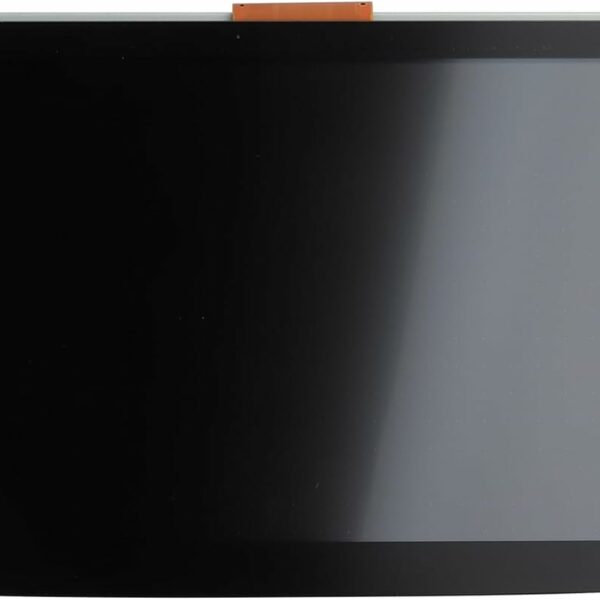 Opel Astra K scherm los_ Glossy black display panel with a large gray screen and curved bottom edge.